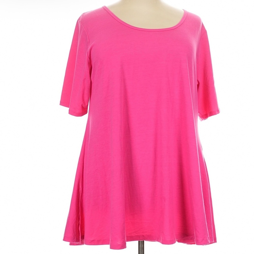 LuLaRoe Womens Top Size 3XL Perfect T Barbie Hot Pink Tunic Short Sleeve NWT USA